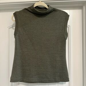 Tahari Sleeveless Dark Green Turtleneck Top